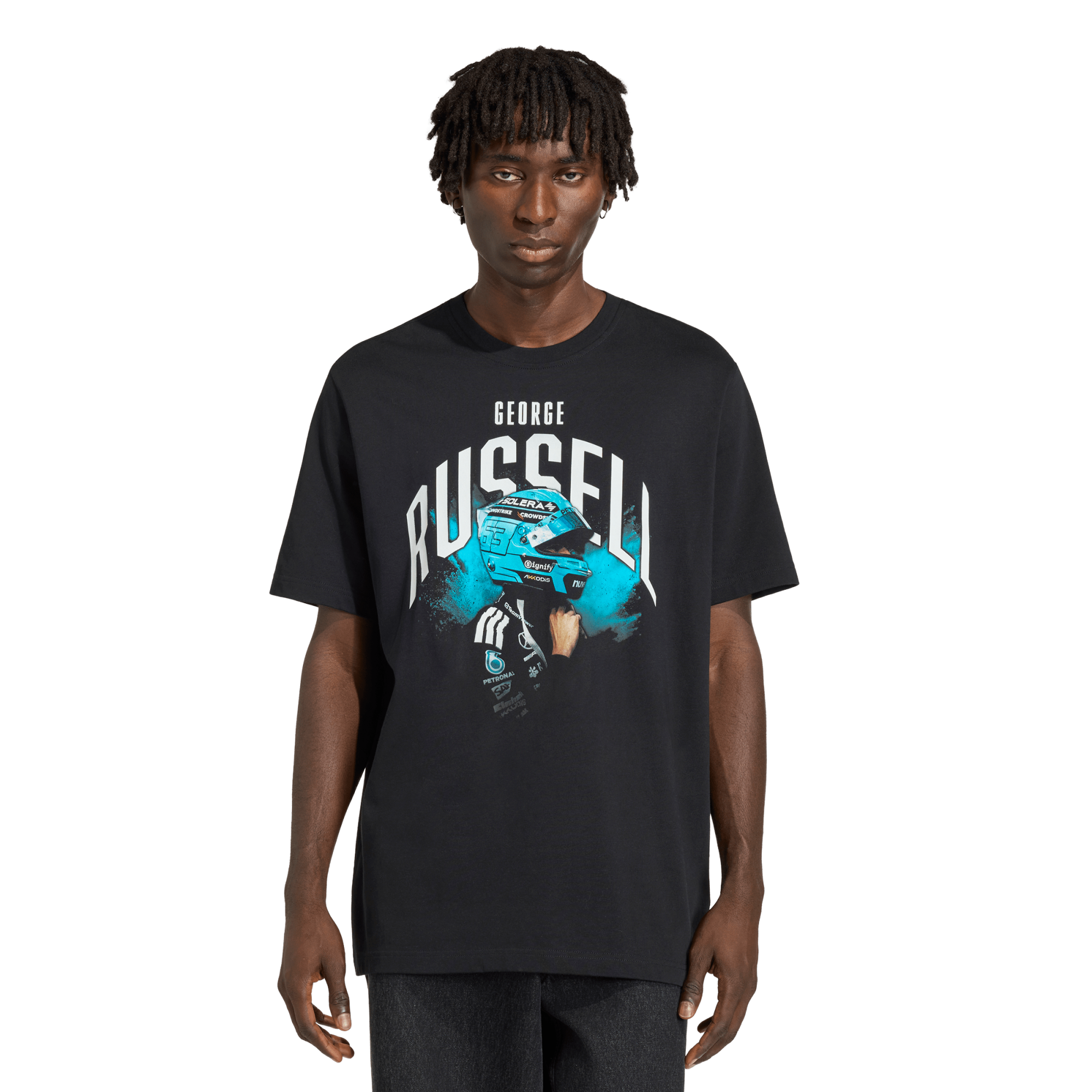 Mercedes AMG Petronas adidas F1 George Russell Graphic T-Shirt - Black