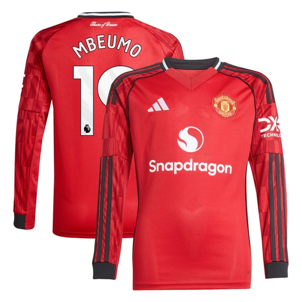 Maillot Domicile Manchester United adidas 2025-26 - Enfant - Manches longues avec flocage Mbeumo 19