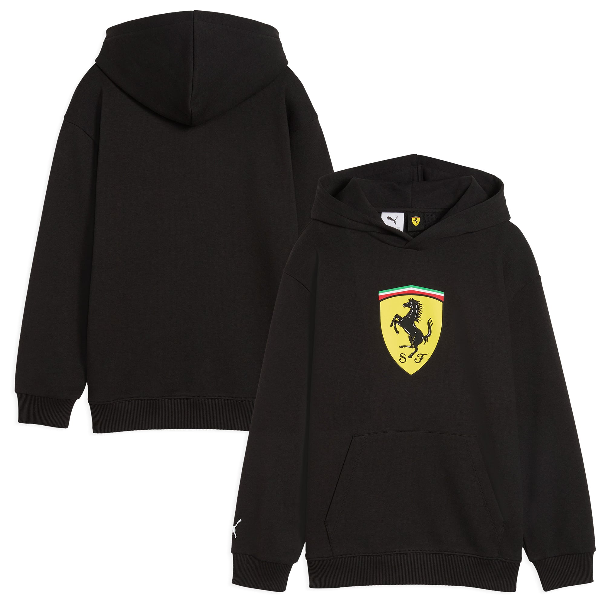 Scuderia Ferrari Puma Shield Kapuzenpullover – Schwarz – Kinder