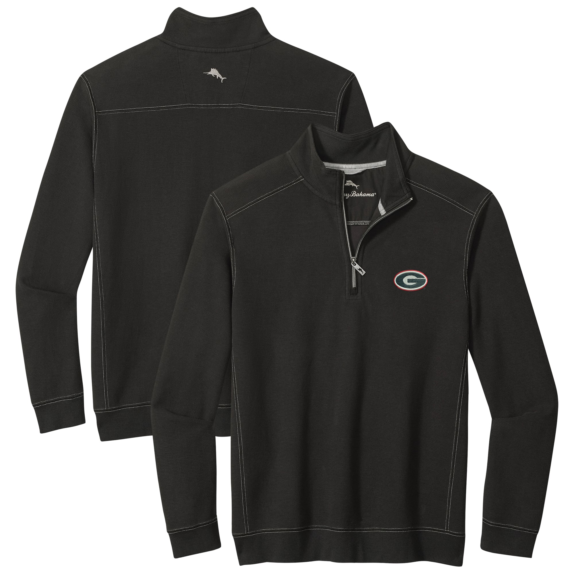 Men's Tommy Bahama Black Georgia Bulldogs Montego Bay Quarter-Zip Top