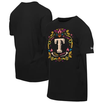 Men's New Era Black Texas Rangers Día de los Muertos T-Shirt