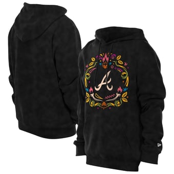 Men's New Era Black Atlanta Braves Día de los Muertos Brushed Fleece Hoodie