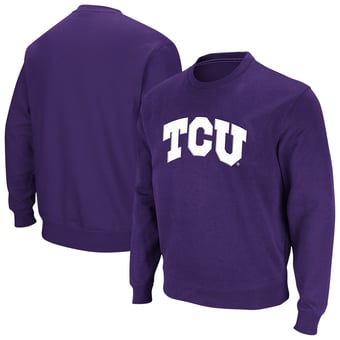 Men's Colosseum Purple TCU Horned Frogs Arch & Logo Tackle Twill Sweatshirt