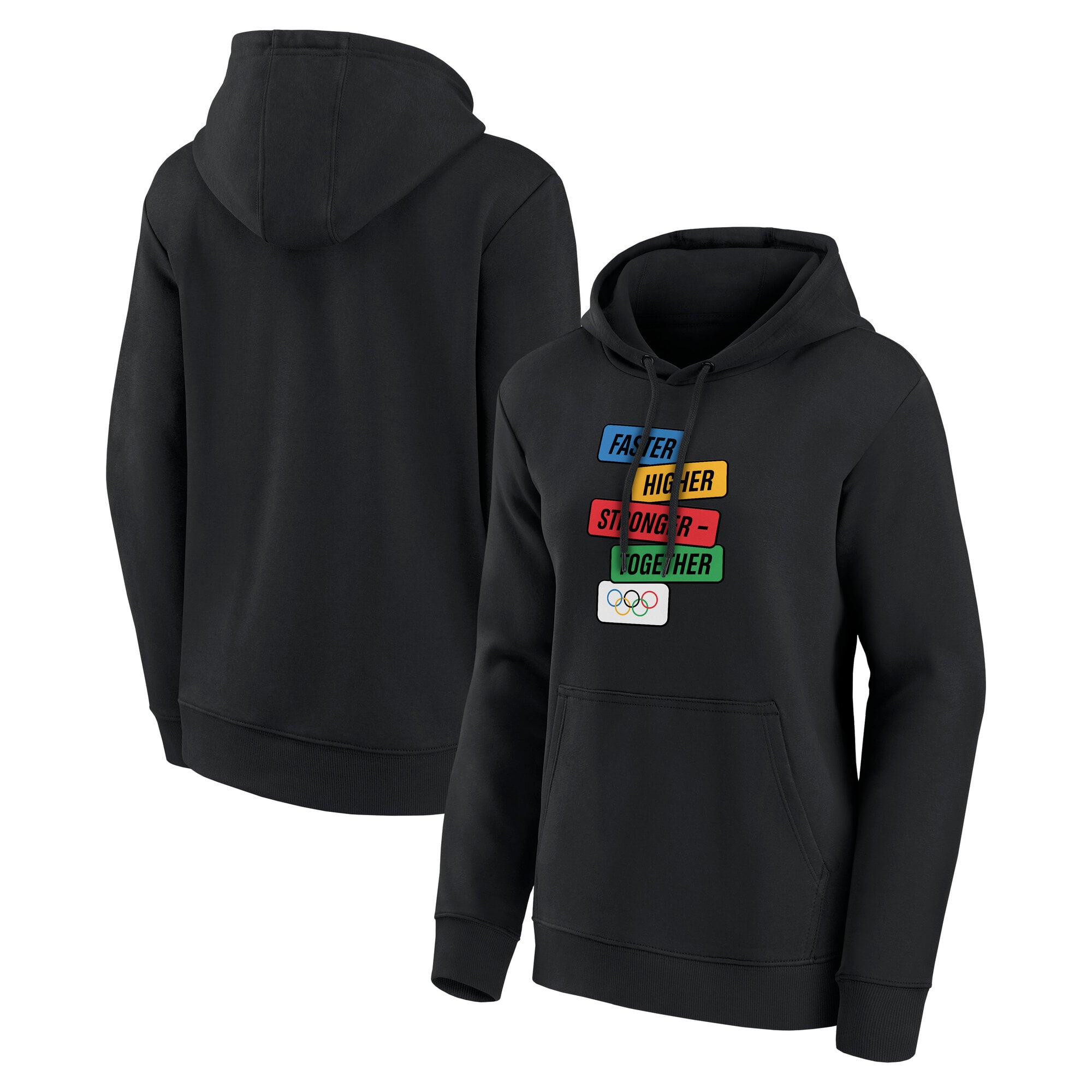 Felpa con cappuccio The Olympic Collection Integrated Rings - Nero - Donna