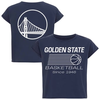 Women's Sportiqe  Blue Golden State Warriors Athletic Club Collection Alana Premium Cropped T-Shirt