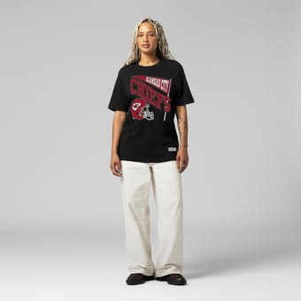 Women's Mitchell & Ness  Black Kansas City Chiefs Team Dynamic Boyfriend T-Shirt