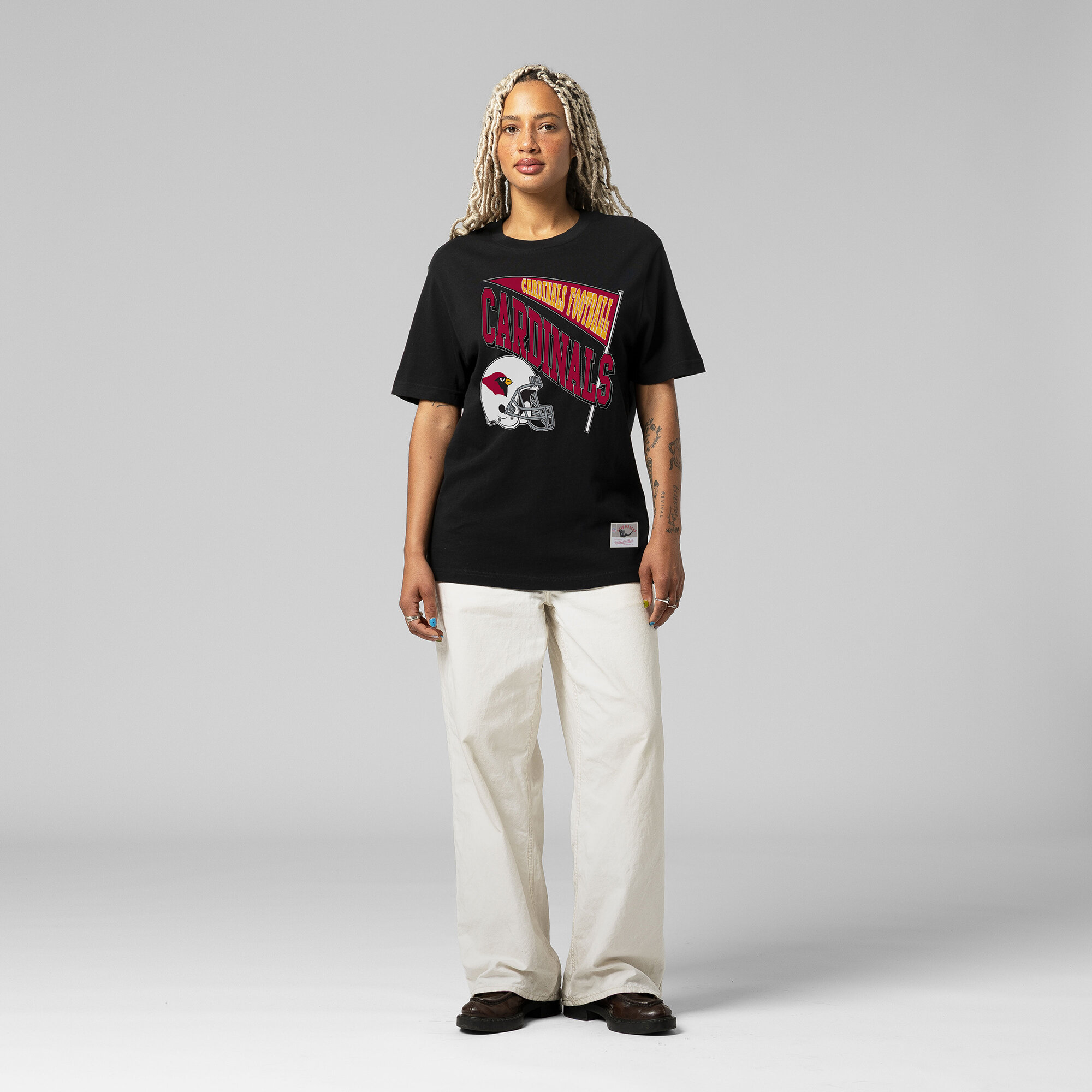 Women's Mitchell & Ness Black Arizona Cardinals Team Dynamic Boyfriend T-Shirt