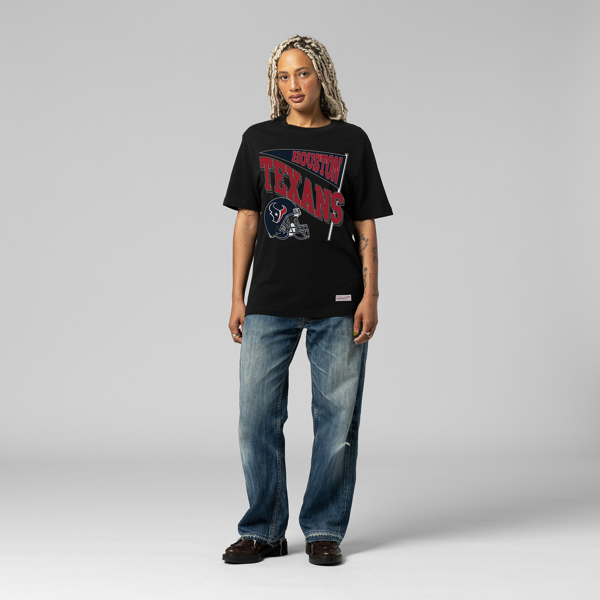 Women's Mitchell & Ness Black Houston Texans Team Dynamic Boyfriend T-Shirt
