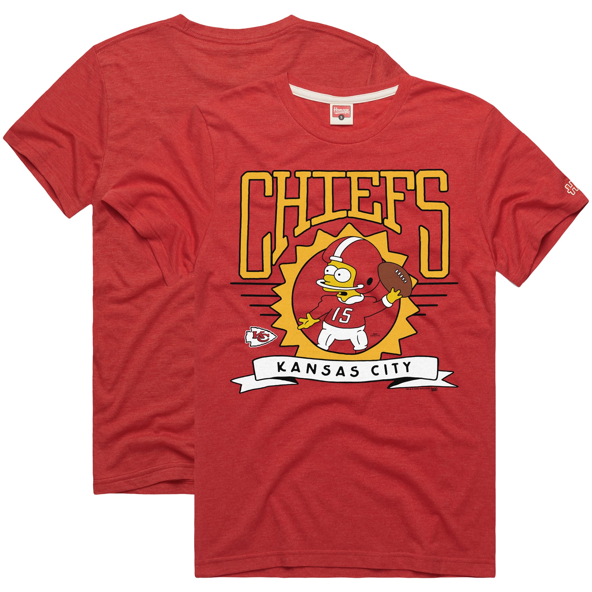 Unisex Homage x The Simpsons Red Kansas City Chiefs Tri-Blend T-Shirt