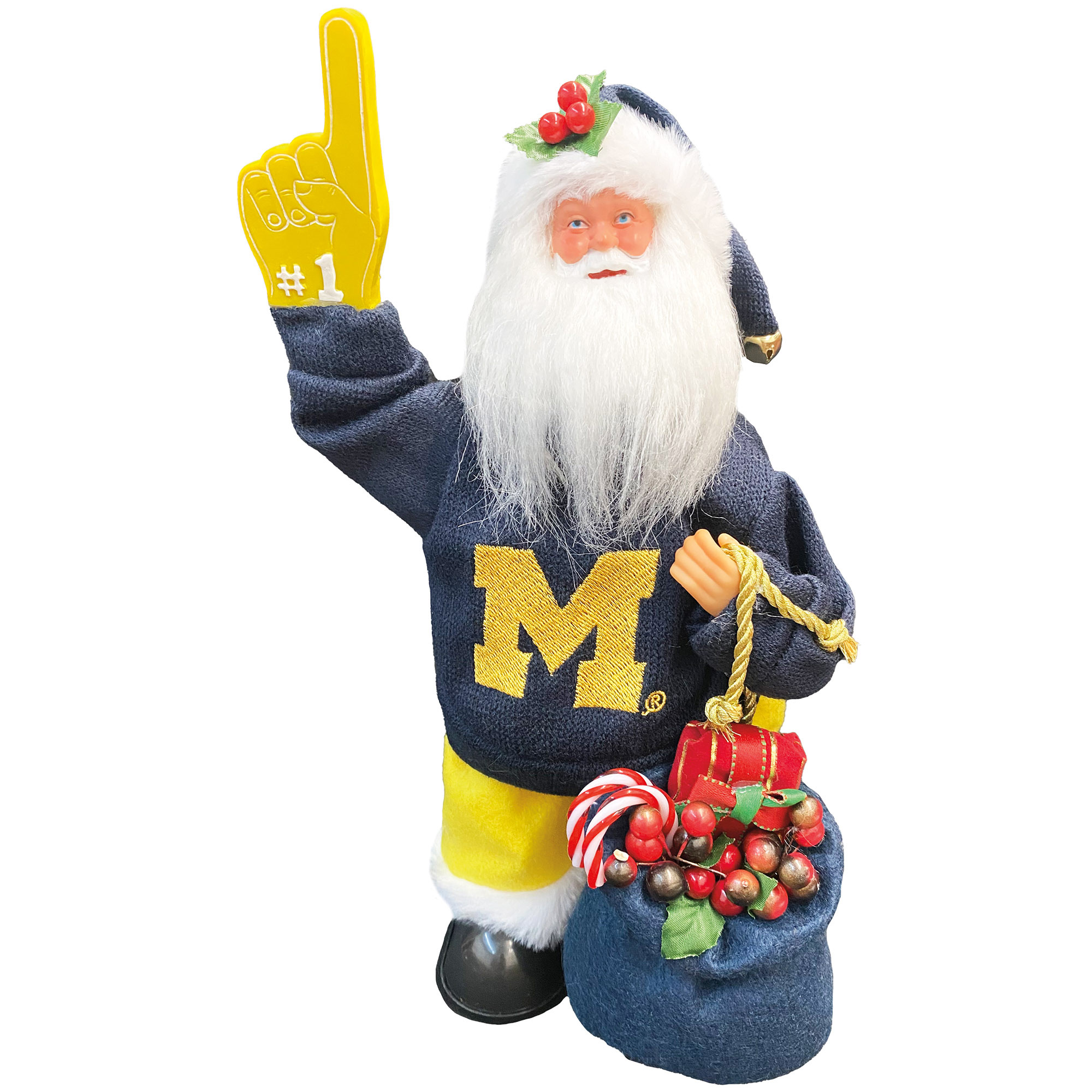 Michigan Wolverines 12" Animated Musical Santa