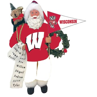 Wisconsin Badgers 12" Santa Figure