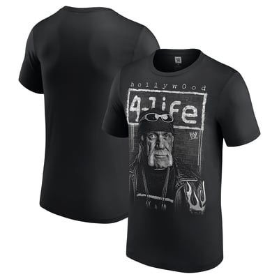 Men's Black Hulk Hogan Hollywood 4-Life T-Shirt