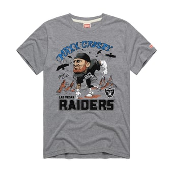 Unisex Homage Maxx Crosby Silver Las Vegas Raiders Caricature Player Graphic Tri-Blend T-Shirt