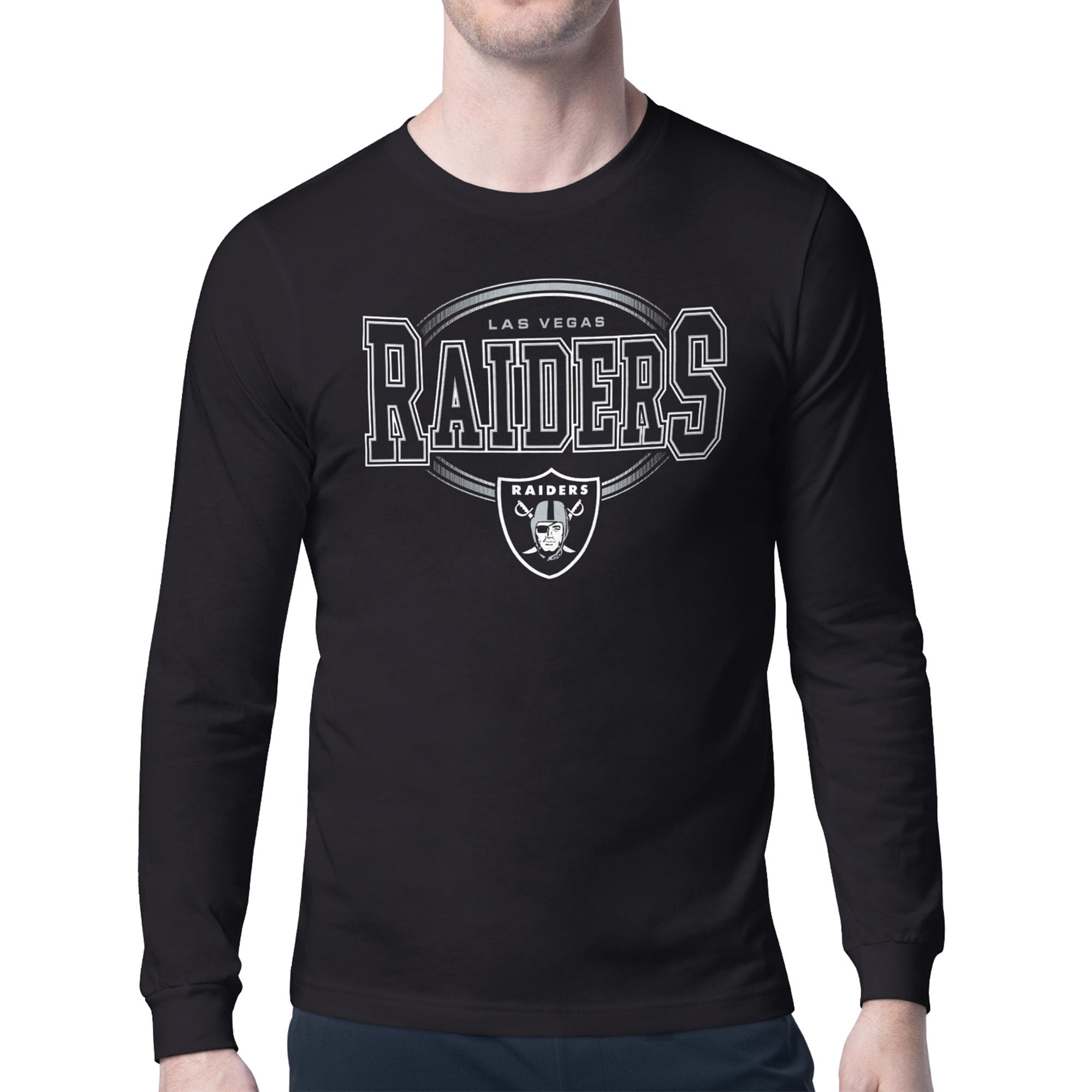 Men’s Starter Black Las Vegas Raiders Team Track Graphic Long Sleeve T-Shirt Men’s Starter Black Las Vegas Raiders Team Track Graphic Long Sleeve T-Shirt