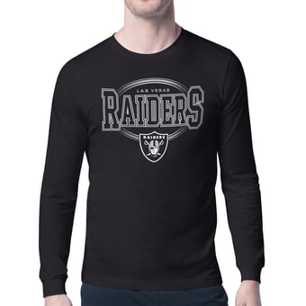 Men's Starter Black Las Vegas Raiders Team Track Graphic Long Sleeve T-Shirt