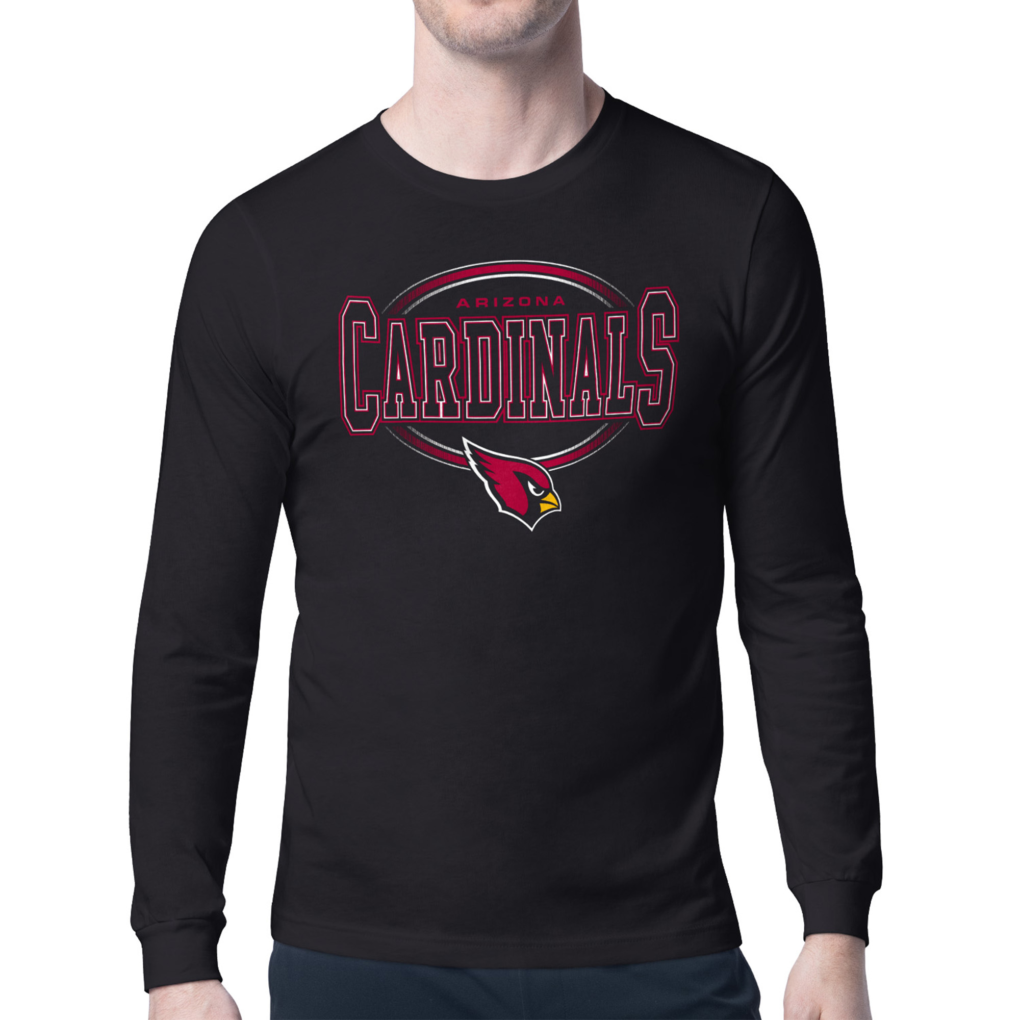 Men's Starter Black Arizona Cardinals Team Track Graphic Long Sleeve T-Shirt