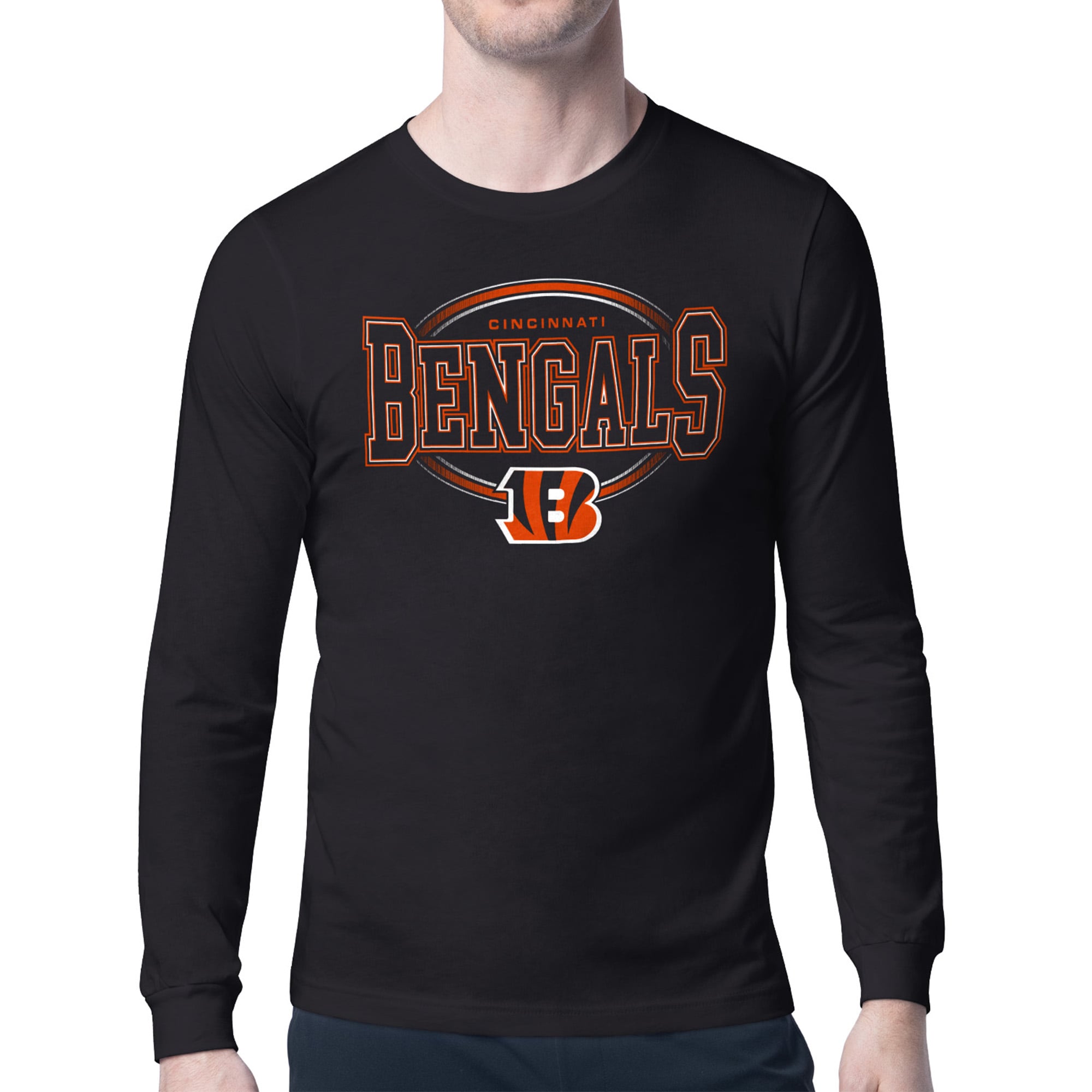 Men’s Starter Black Cincinnati Bengals Team Track Graphic Long Sleeve T-Shirt Men’s Starter Black Cincinnati Bengals Team Track Graphic Long Sleeve T-Shirt