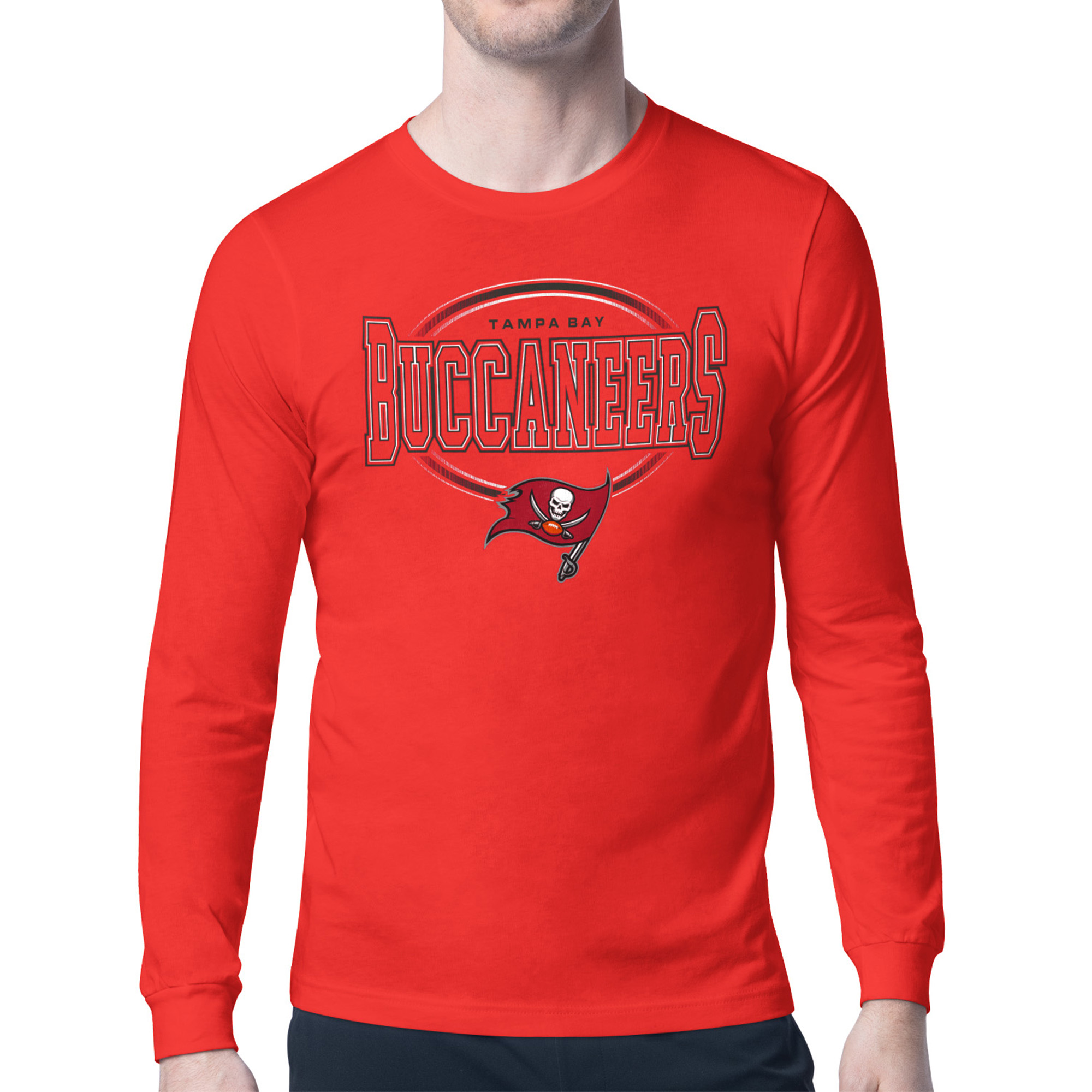 Men's Starter Red Tampa Bay Buccaneers Team Track Graphic Long Sleeve T-Shirt