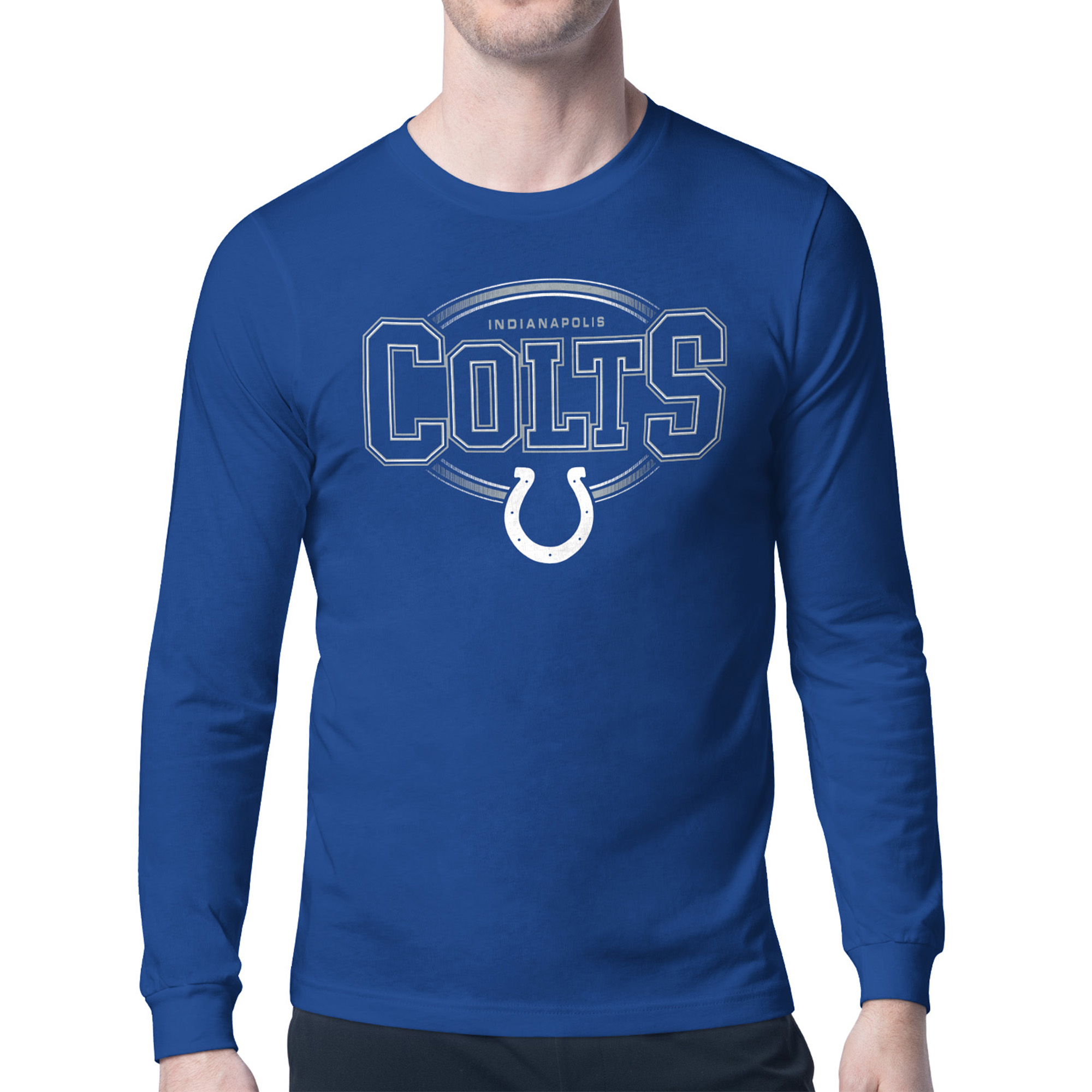 Men's Starter Royal Indianapolis Colts Team Track Graphic Long Sleeve T-Shirt