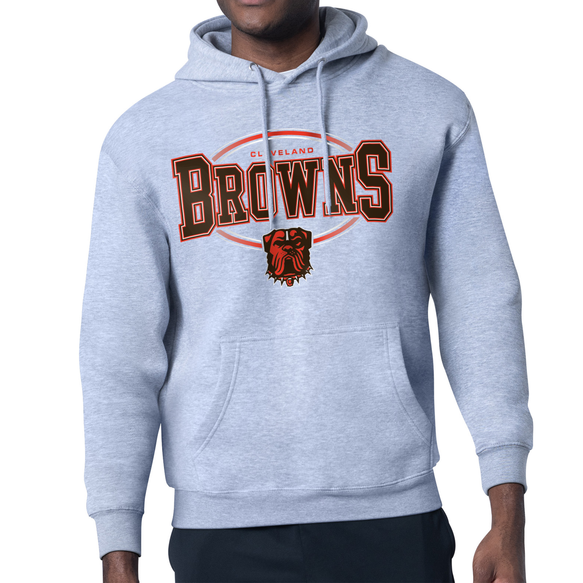 Men's Starter Heather Gray Cleveland Browns Team Track Graphic Pullover Hoodie