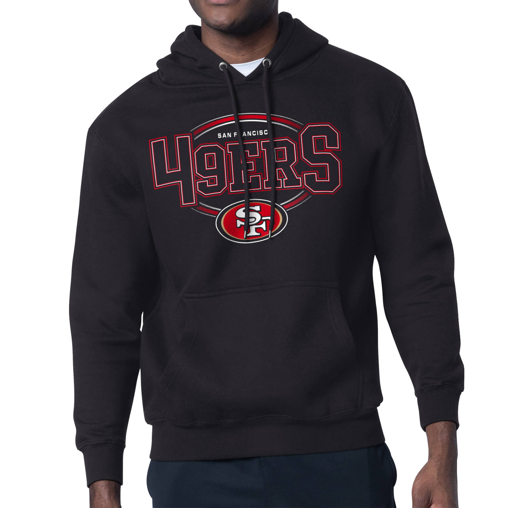 Men's Starter Black San Francisco 49ers Team Track Graphic Pullover Hoodie