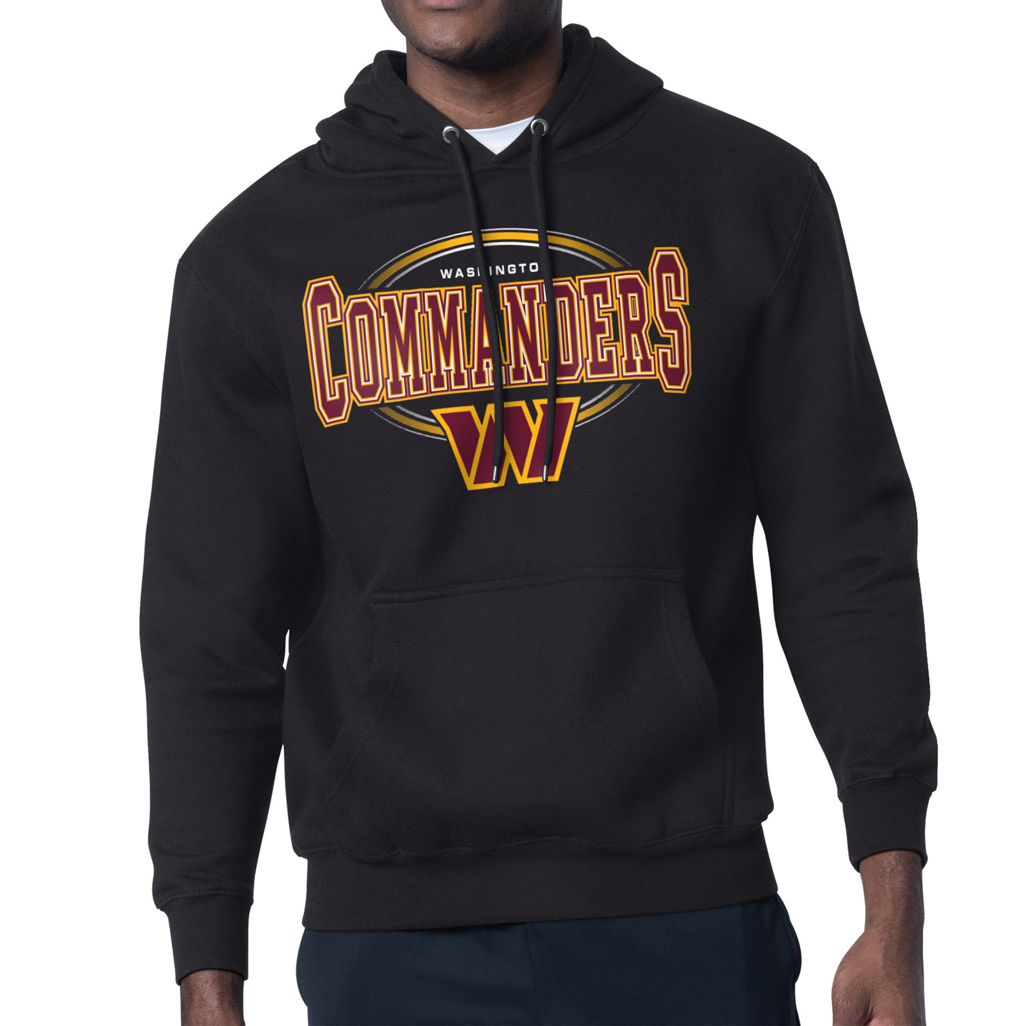 Men's Starter Black Washington Commanders Team Track Graphic Pullover Hoodie