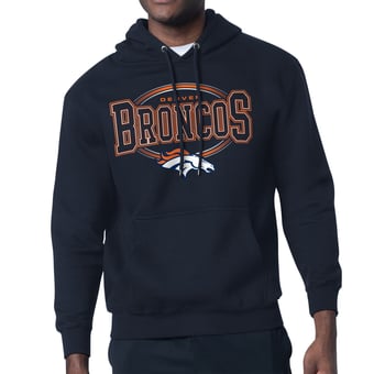 Men's Starter Navy Denver Broncos Team Track Graphic Pullover Hoodie