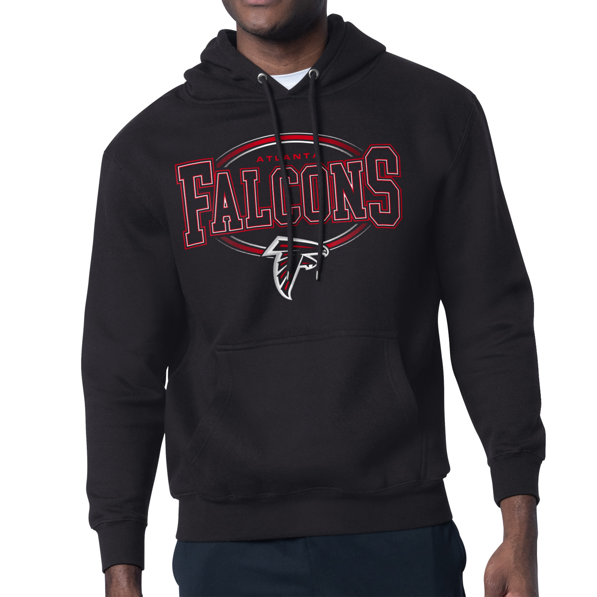 Men's Starter Black Atlanta Falcons Team Track Graphic Pullover Hoodie