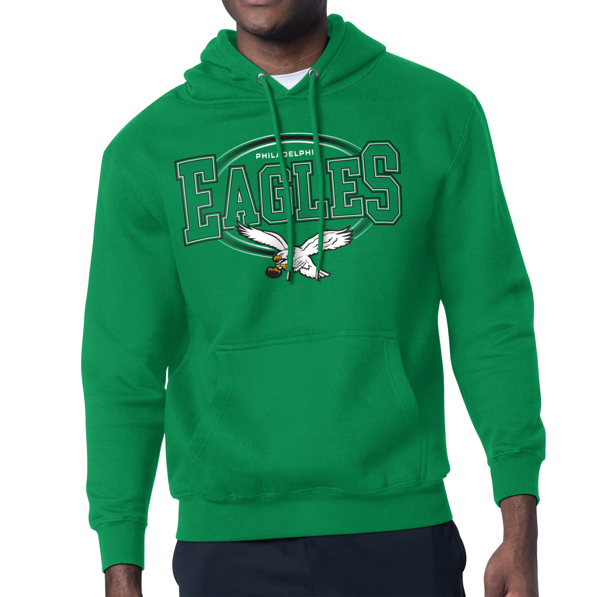 Men's Starter Kelly Green Philadelphia Eagles Team Track Graphic Pullover Hoodie