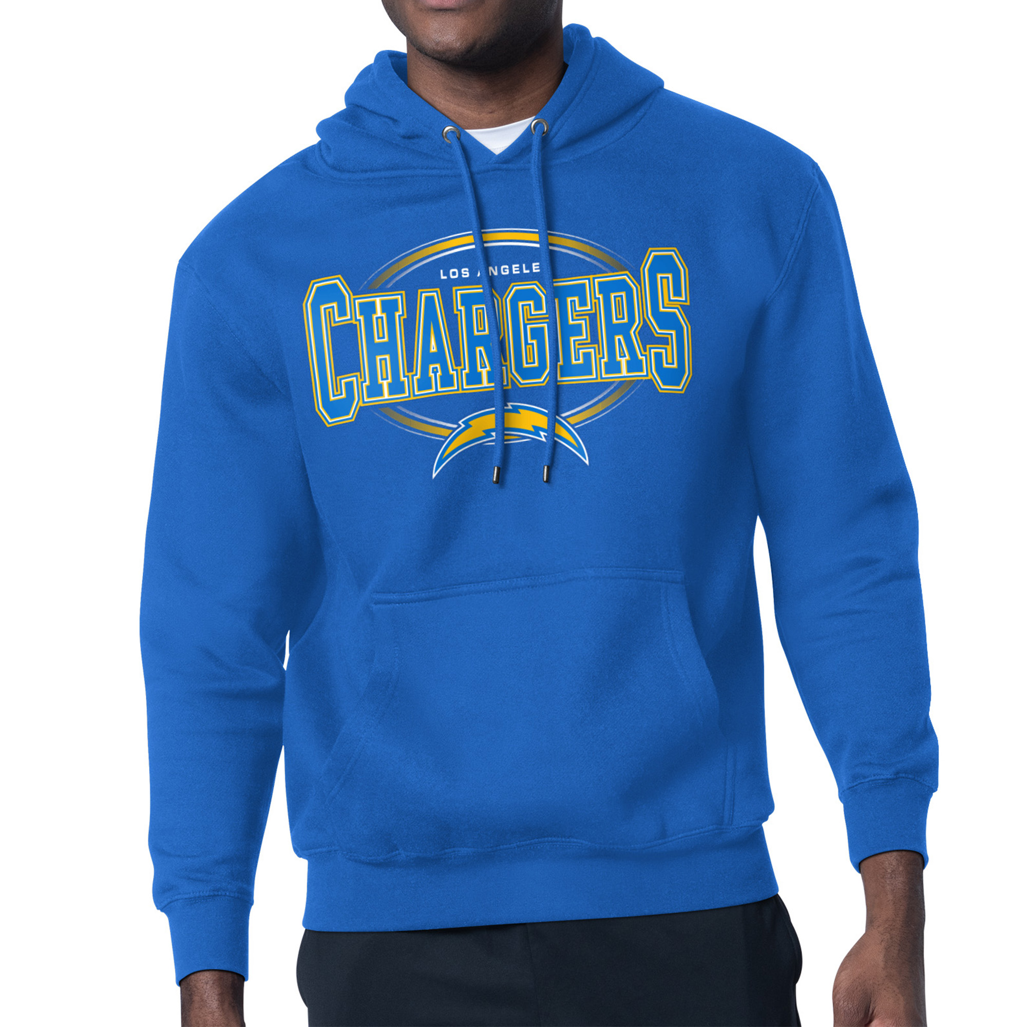 Men's Starter Royal Los Angeles Chargers Team Track Graphic Pullover Hoodie