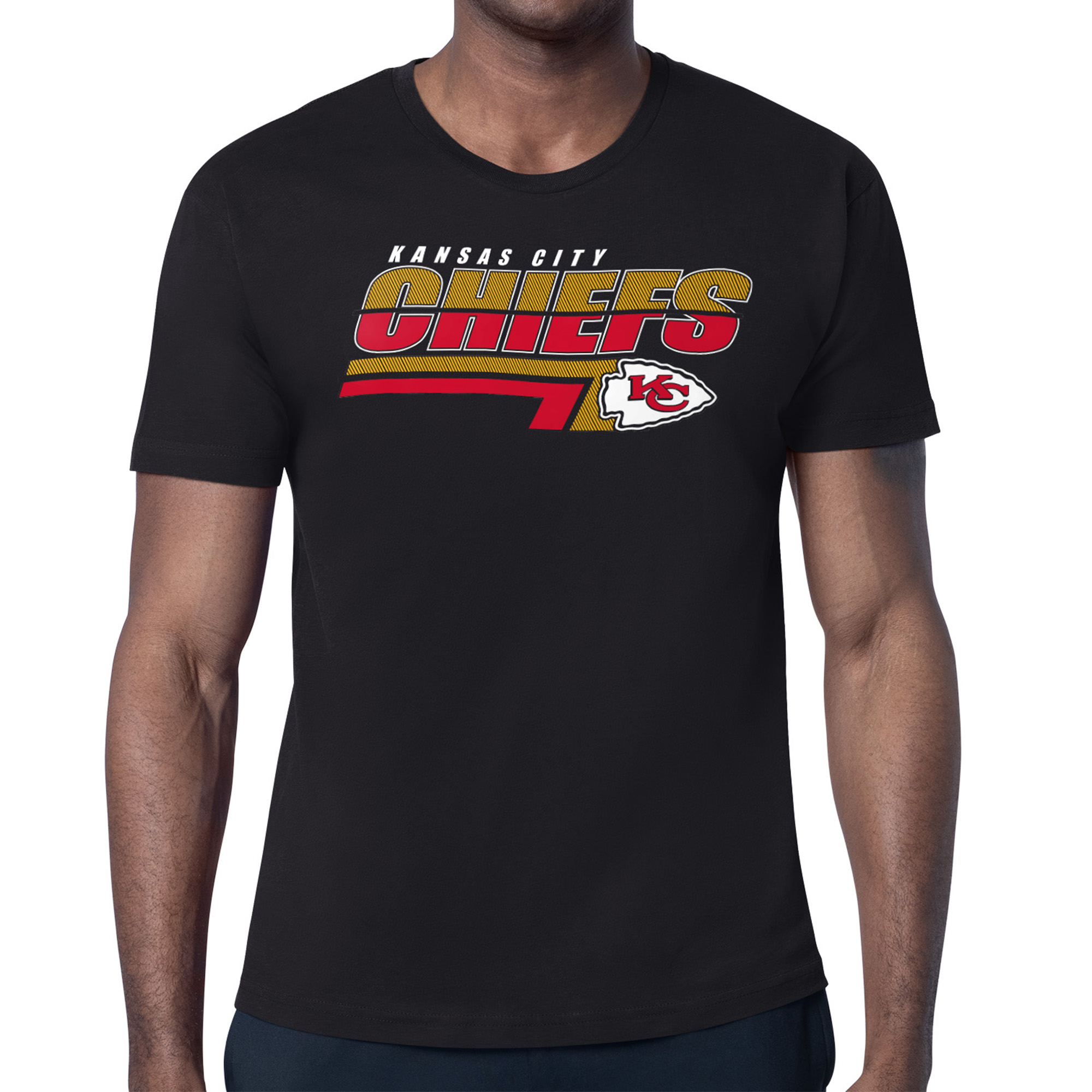 Men's Starter Black Kansas City Chiefs Logo Push Graphic T-Shirt