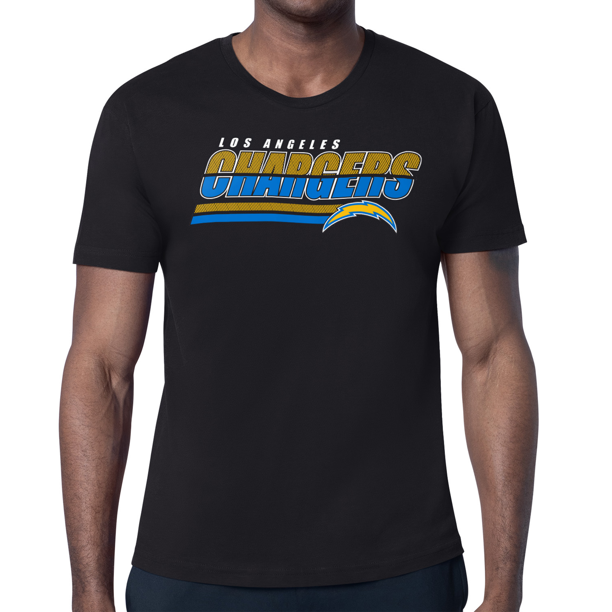 Men's Starter Black Los Angeles Chargers Logo Push Graphic T-Shirt
