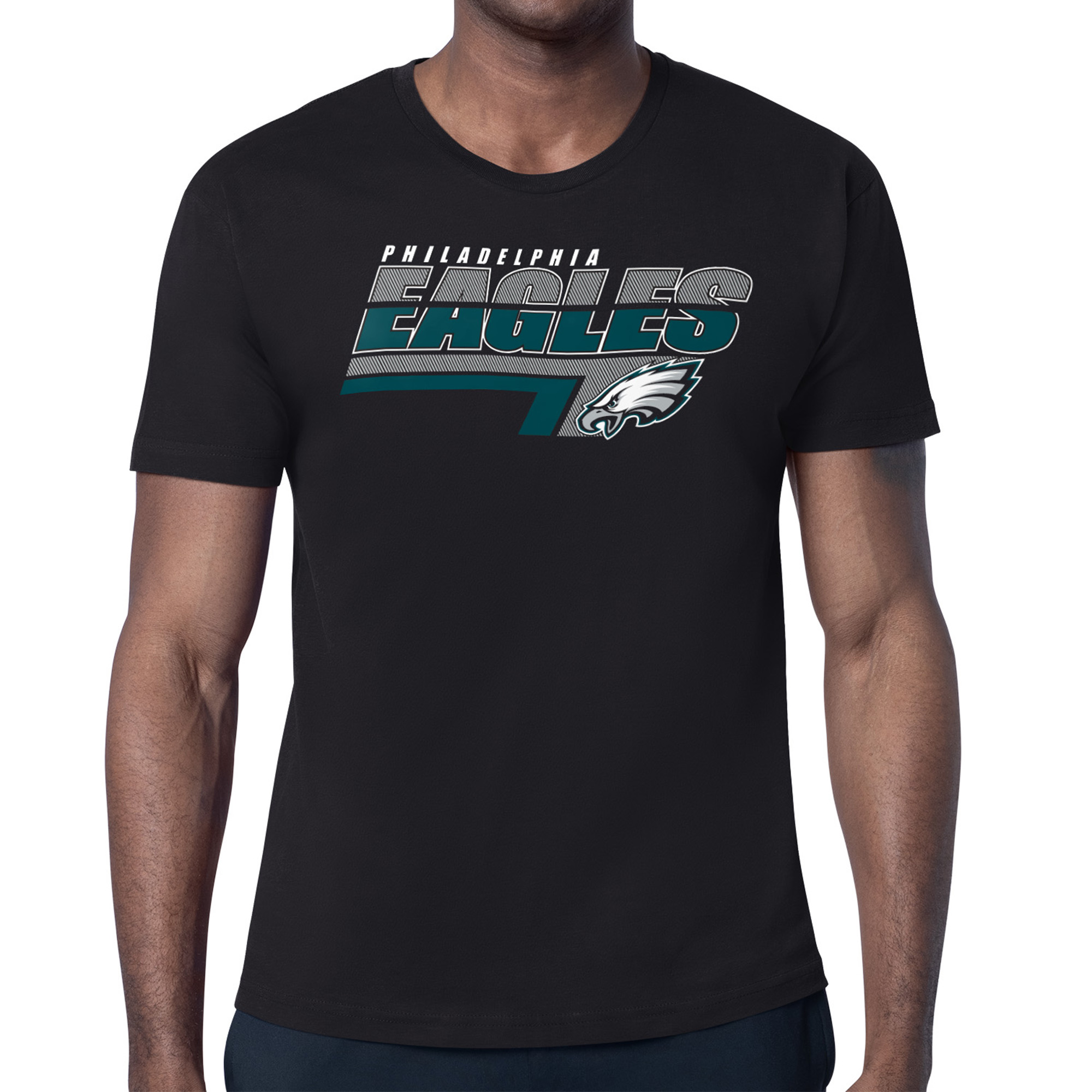 Men's Starter Black Philadelphia Eagles Logo Push Graphic T-Shirt