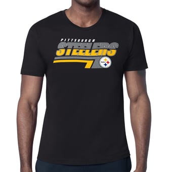 Men's Starter Black Pittsburgh Steelers Logo Push Graphic T-Shirt