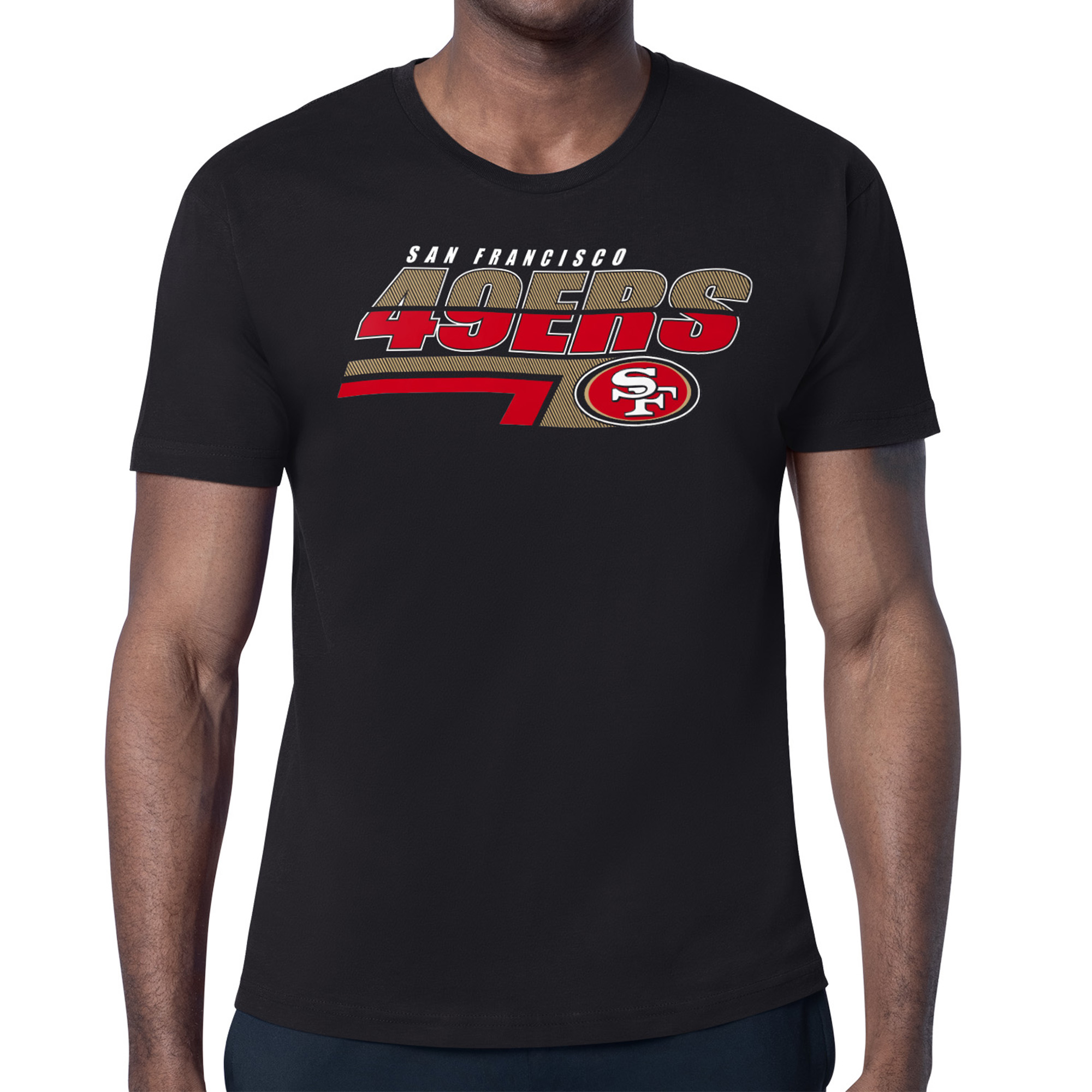 Men's Starter Black San Francisco 49ers Logo Push Graphic T-Shirt