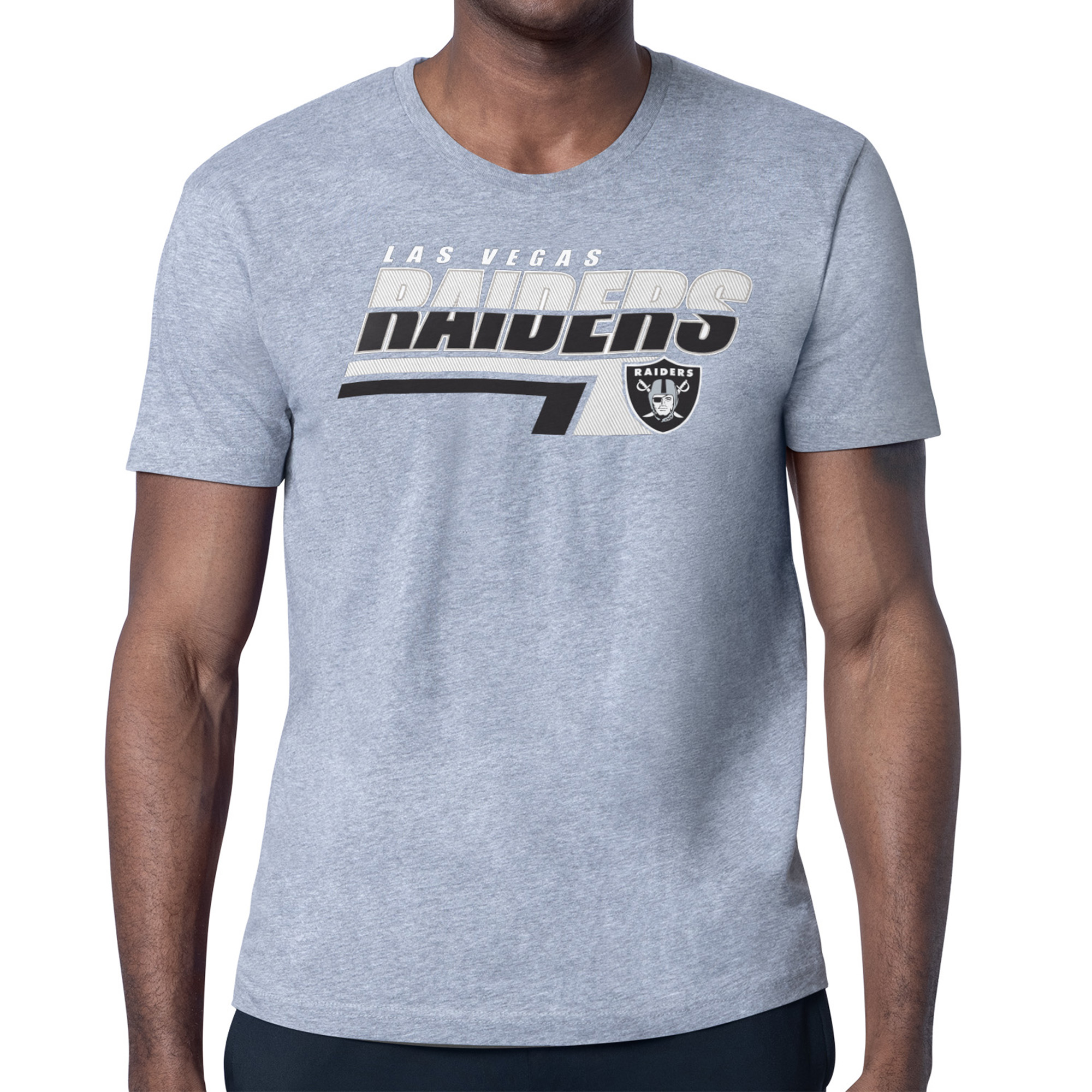 Men's Starter Heather Gray Las Vegas Raiders Logo Push Graphic T-Shirt