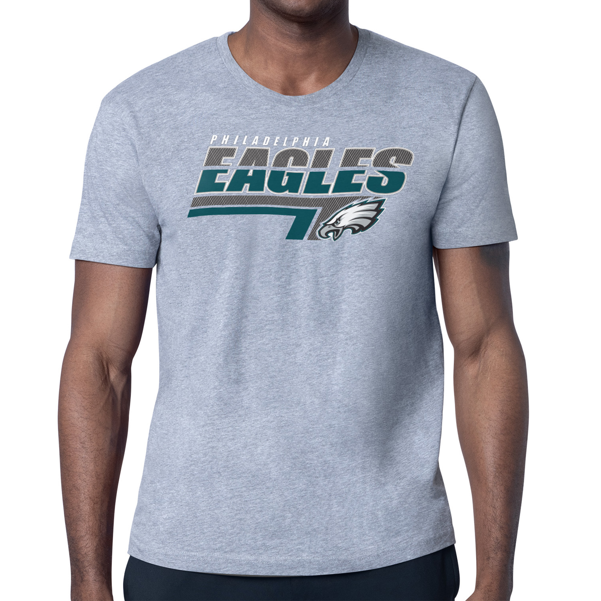 Men's Starter Heather Gray Philadelphia Eagles Logo Push Graphic T-Shirt