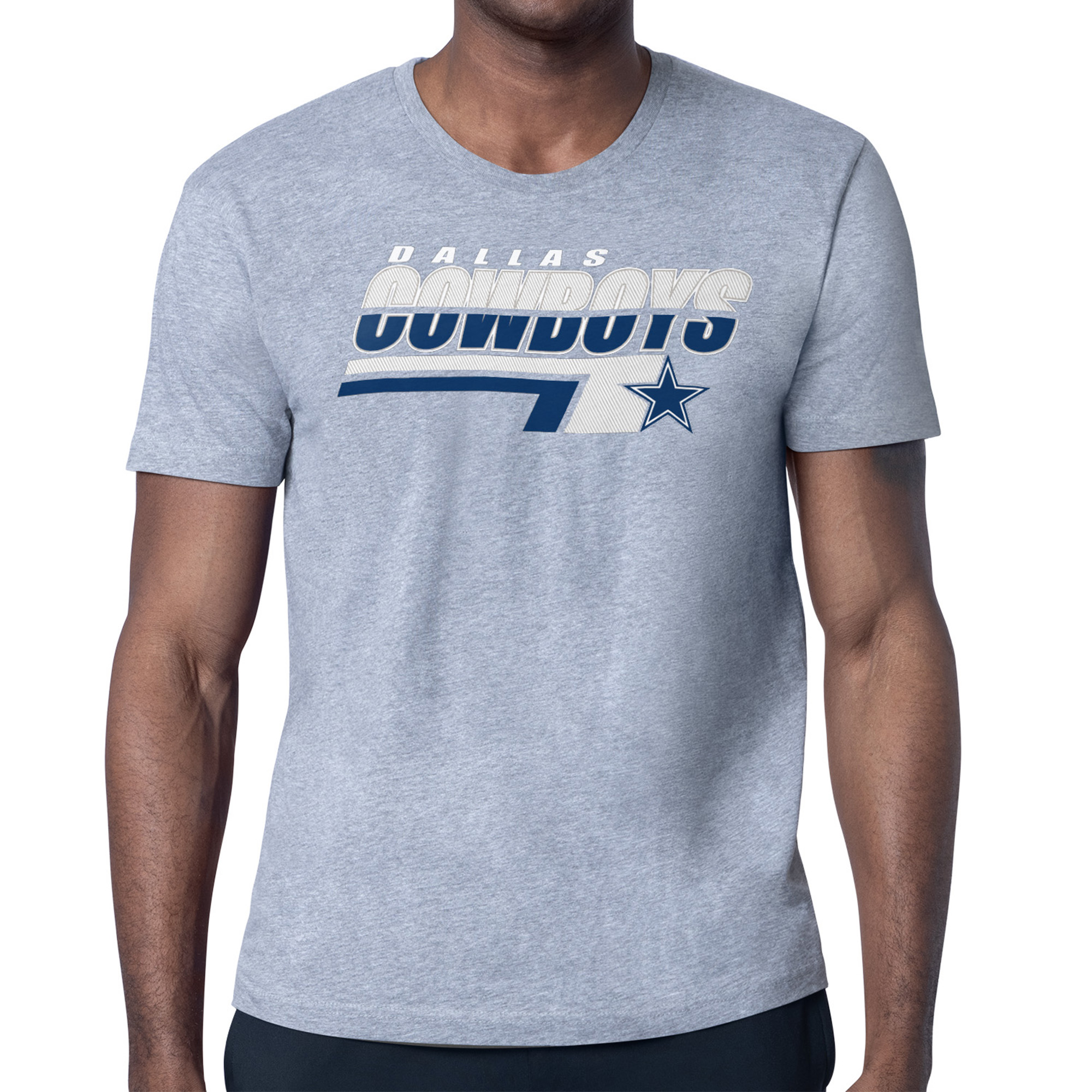 Men's Starter Heather Gray Dallas Cowboys Logo Push Graphic T-Shirt