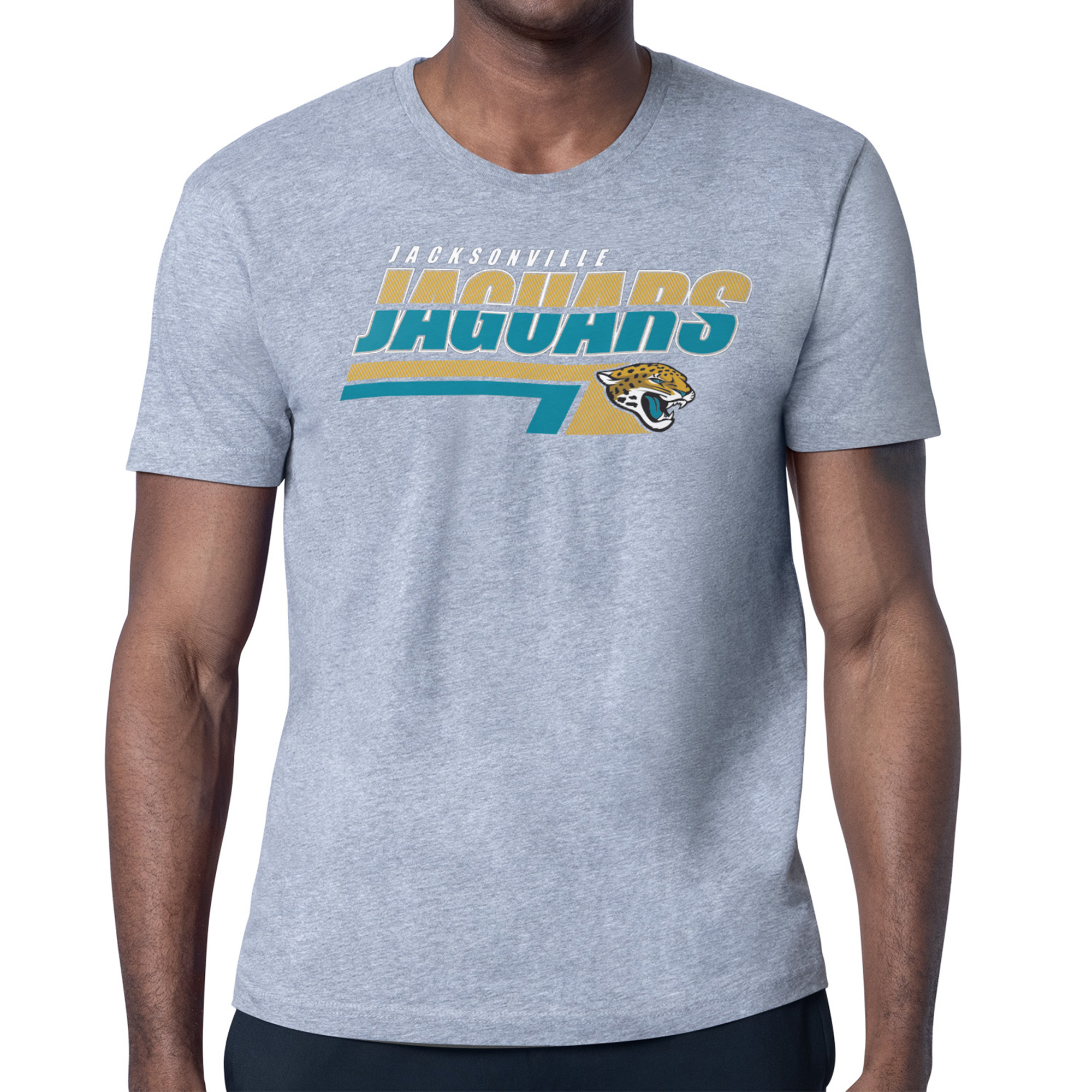Men's Starter Heather Gray Jacksonville Jaguars Logo Push Graphic T-Shirt