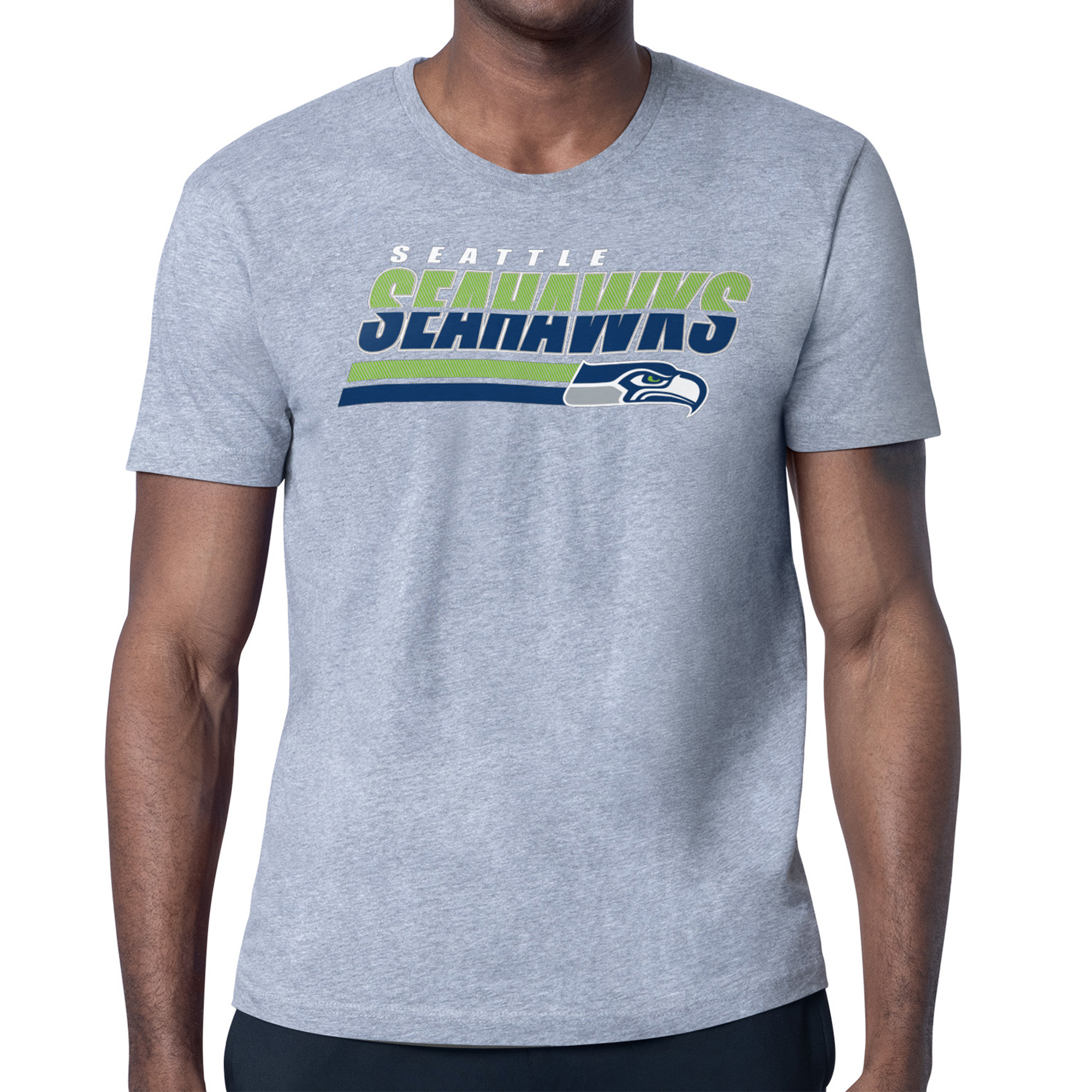 Men's Starter Heather Gray Seattle Seahawks Logo Push Graphic T-Shirt