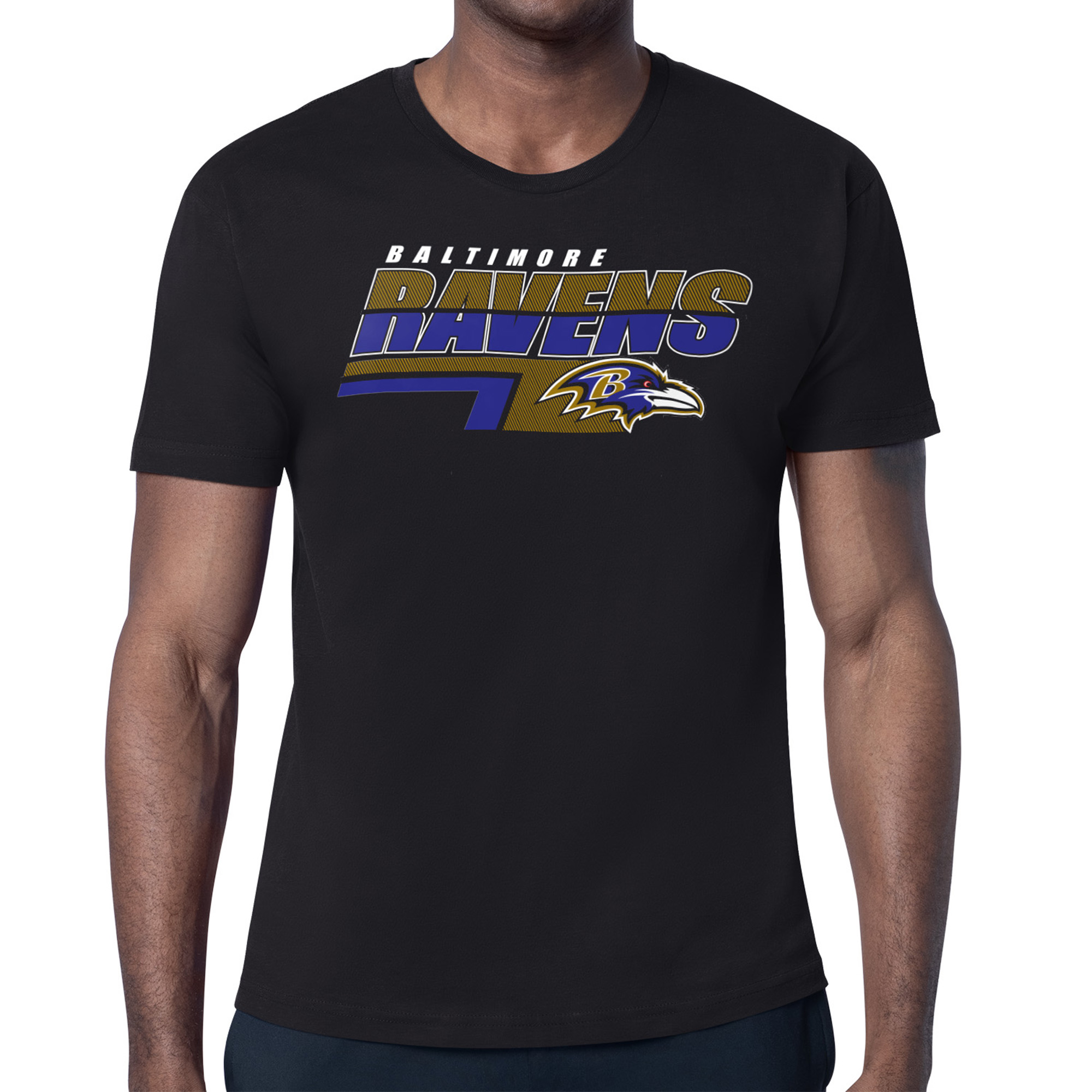 Men's Starter Black Baltimore Ravens Logo Push Graphic T-Shirt
