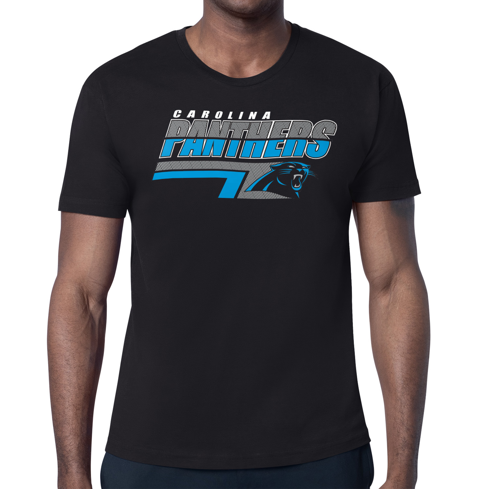 Men's Starter Black Carolina Panthers Logo Push Graphic T-Shirt