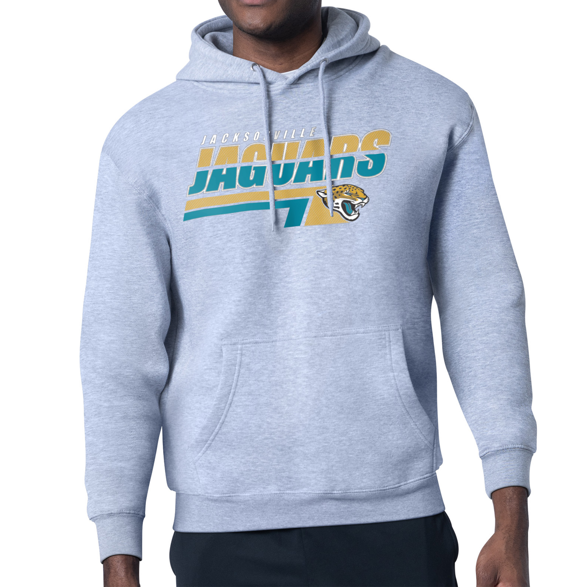 Men's Starter Heather Gray Jacksonville Jaguars Logo Push Graphic Hoodie