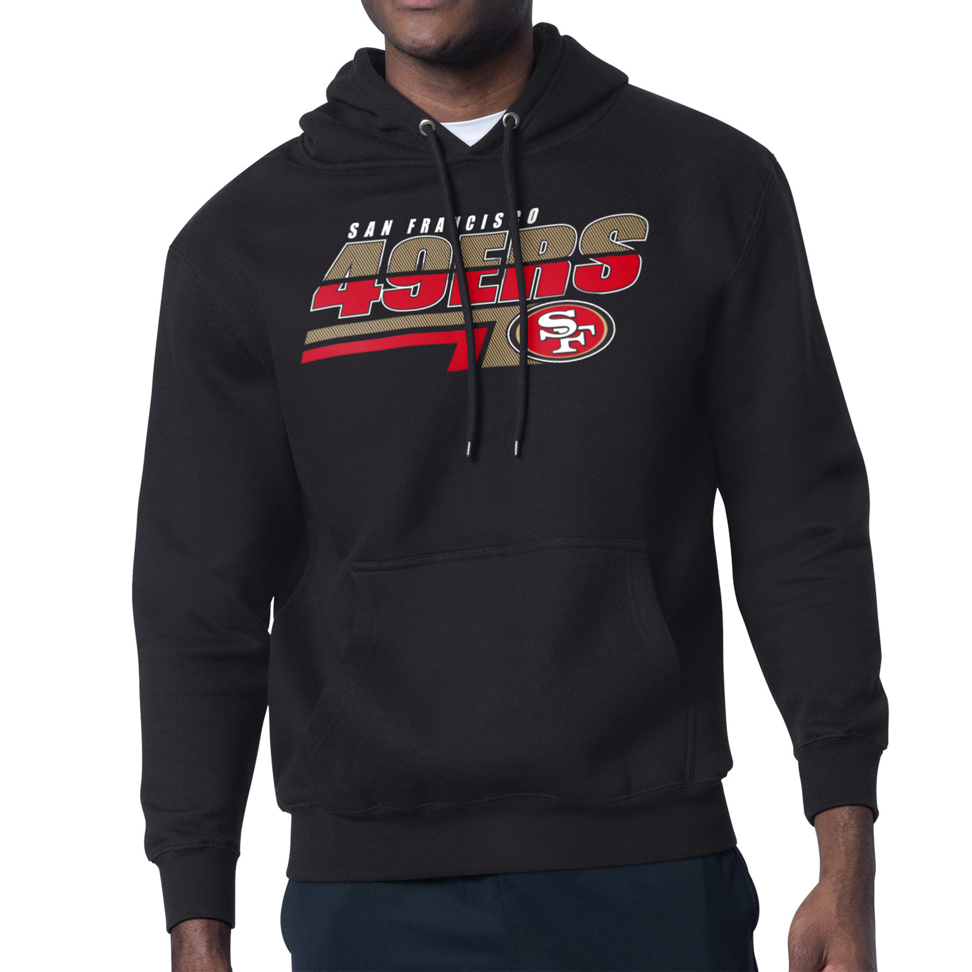 Men's Starter Black San Francisco 49ers Logo Push Graphic Hoodie