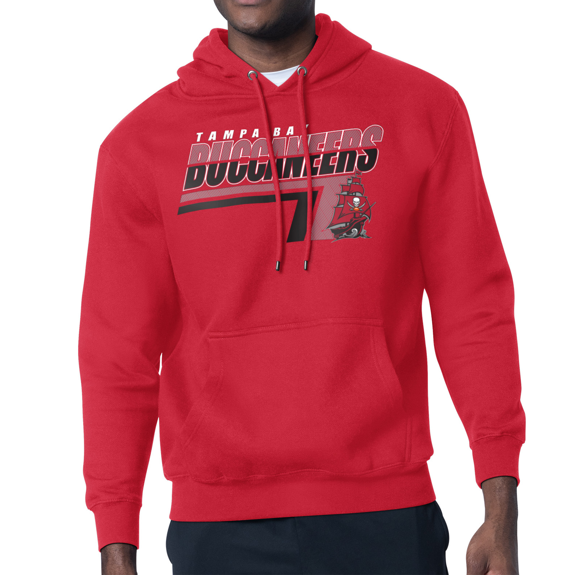 Men's Starter Red Tampa Bay Buccaneers Logo Push Graphic Hoodie