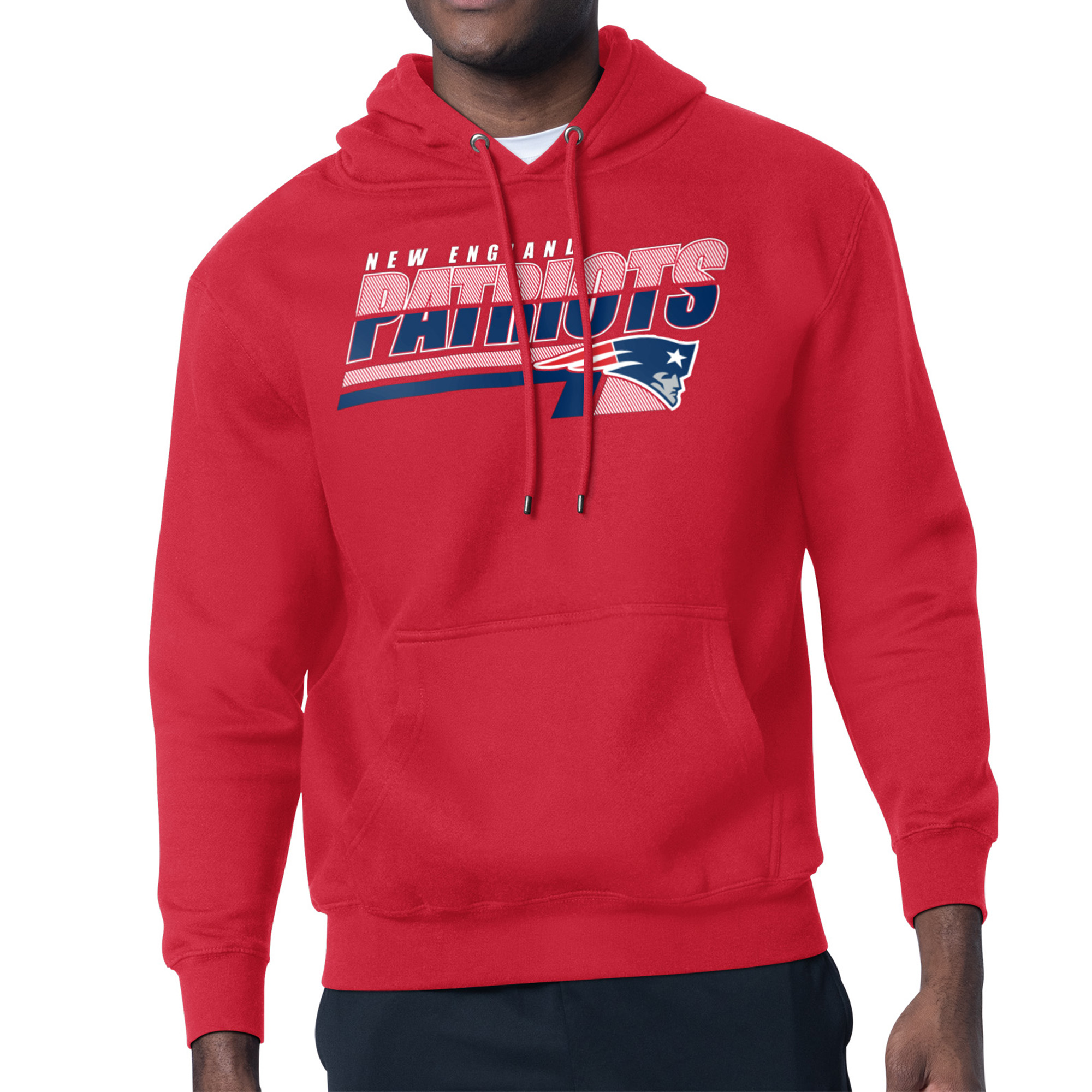 Men's Starter Red New England Patriots Logo Push Graphic Hoodie