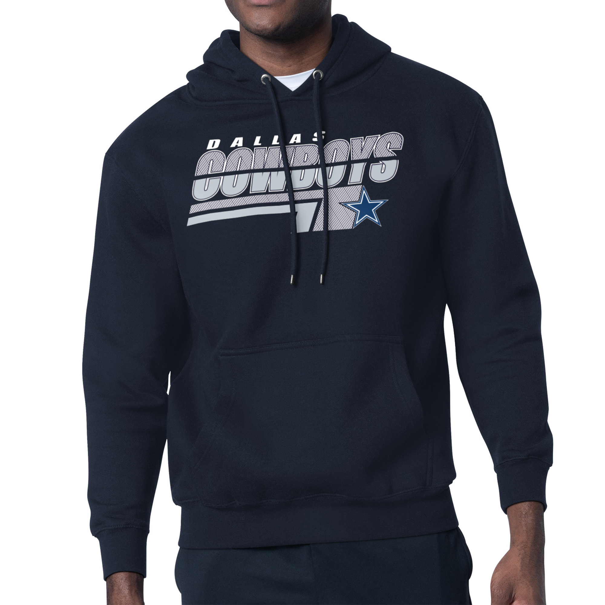 Men's Starter Navy Dallas Cowboys Logo Push Graphic Hoodie