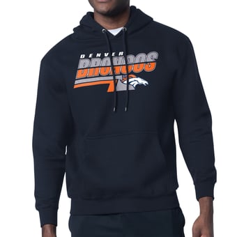 Men's Starter Navy Denver Broncos Logo Push Graphic Hoodie