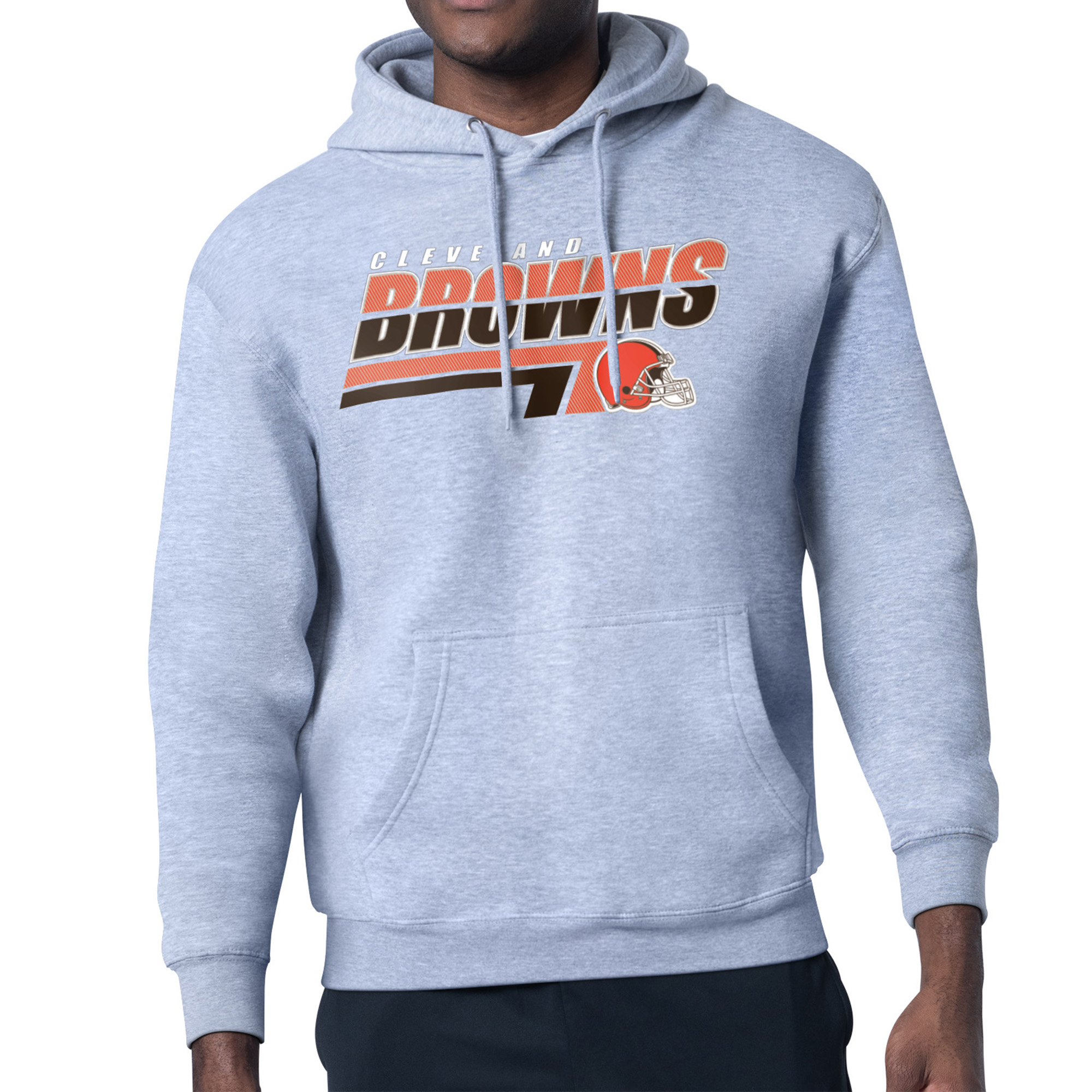 Men's Starter Heather Gray Cleveland Browns Logo Push Graphic Hoodie