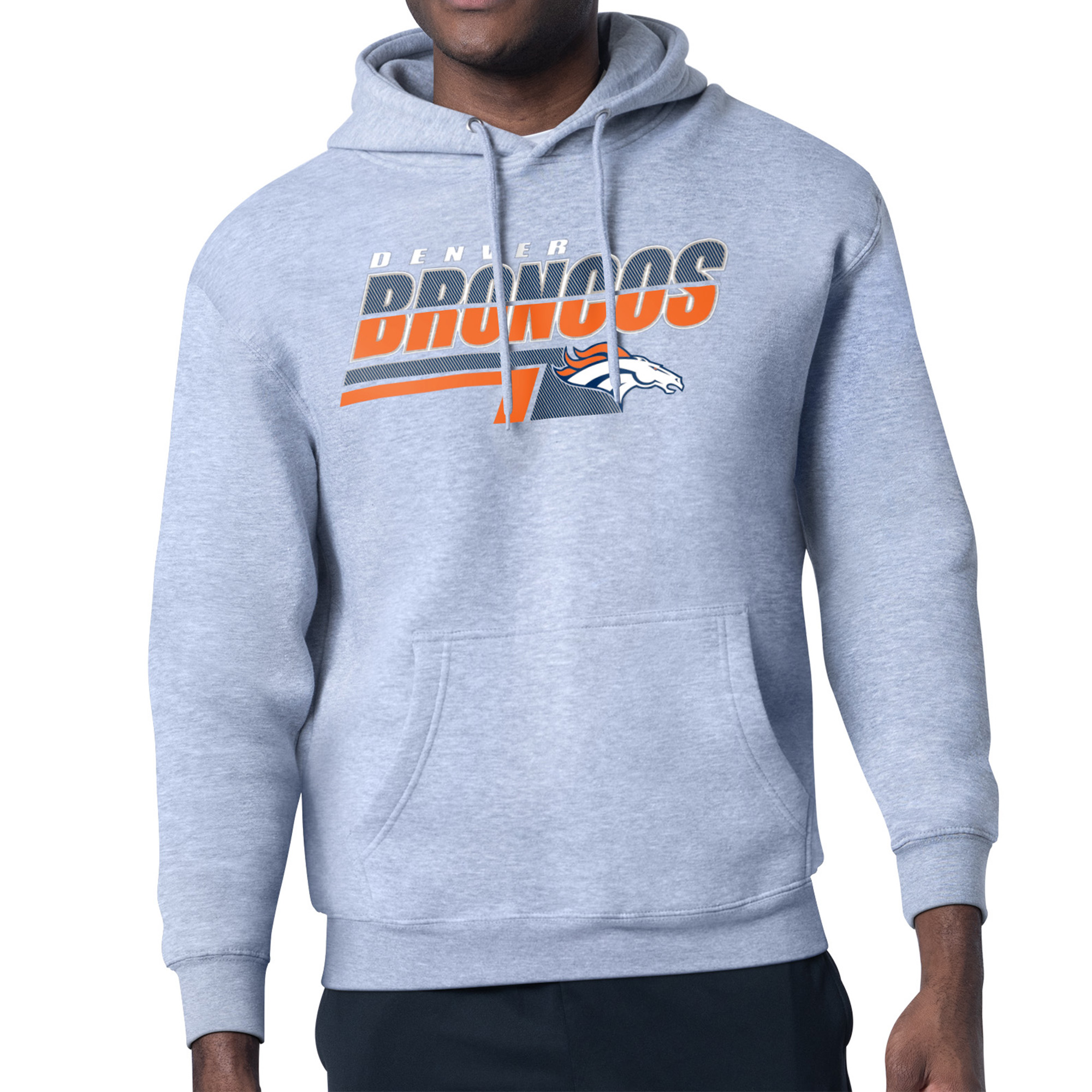 Men's Starter Gray Denver Broncos Logo Push Graphic Hoodie